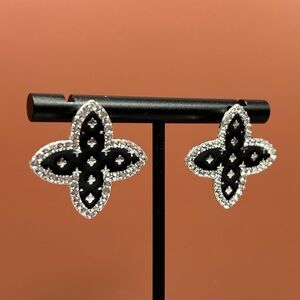 Black & Silver Rhinestone Post Earrings